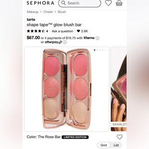 Brand new and sealed tarte glow blush bar in the rose bar
